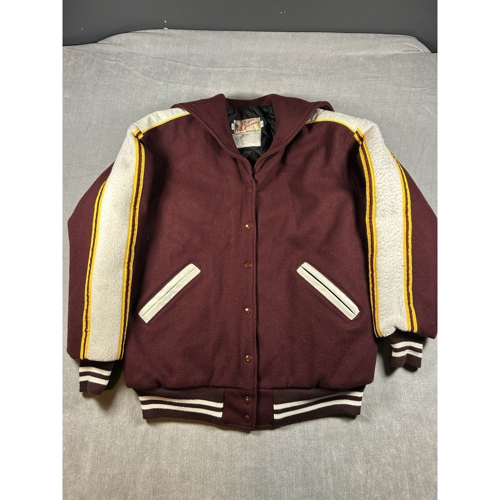 Ripon Jackets Maroon Wool Varsity Letterman Jacket Mens 48 Long USA Made Vintage